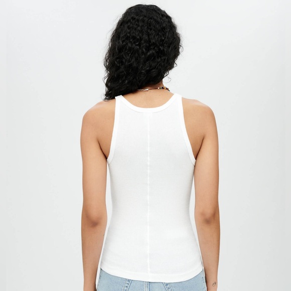Re/done Ribbed White Scoop Neck 100% Cotton Tank Top EUC Size M - Picture 2 of 10